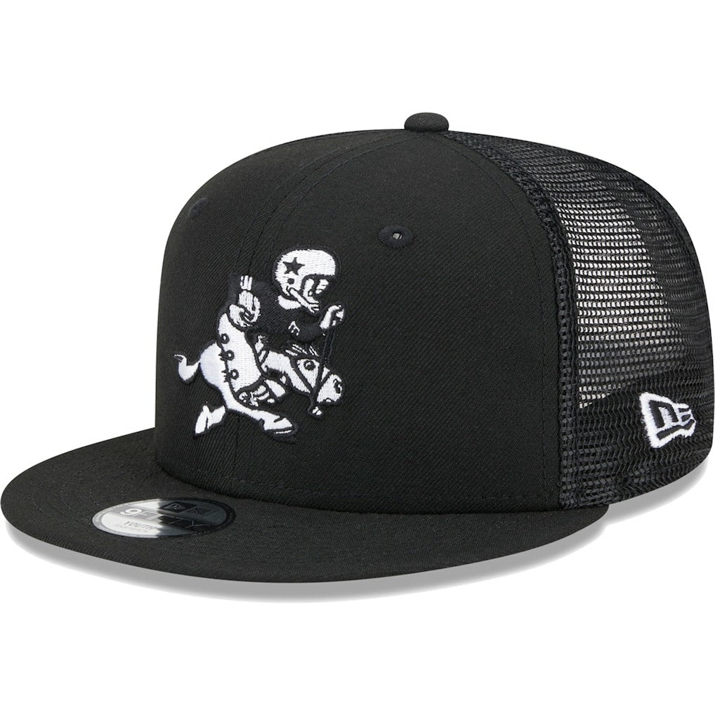 Dallas Cowboys New Era Youth Retro Joe Main B-Dub 9FIFTY Trucker Adjustable Hat - Black Hats