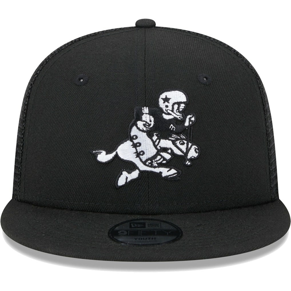 Dallas Cowboys New Era Youth Retro Joe Main B-Dub 9FIFTY Trucker Adjustable Hat - Black Hats