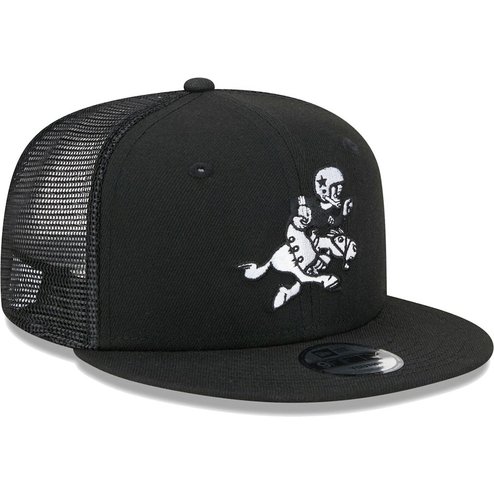 Dallas Cowboys New Era Youth Retro Joe Main B-Dub 9FIFTY Trucker Adjustable Hat - Black Hats