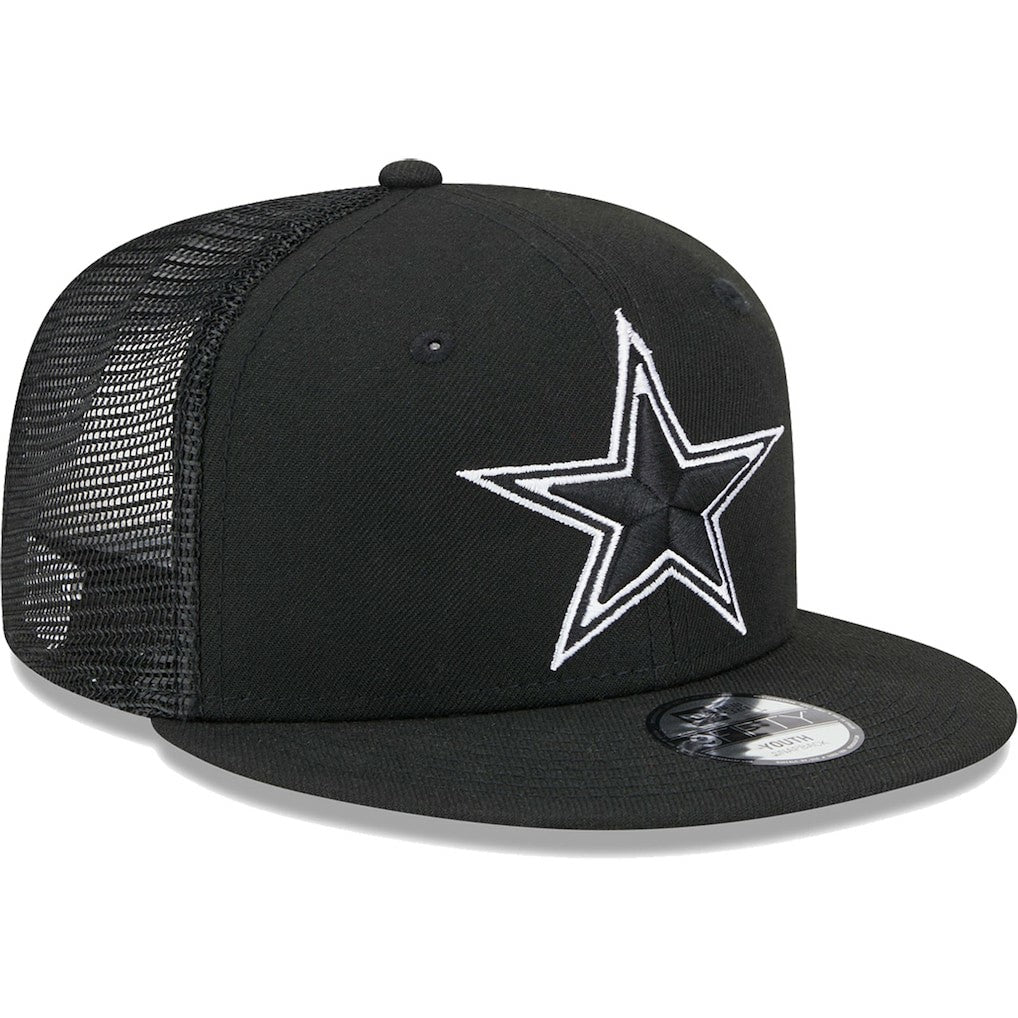 Dallas Cowboys New Era Youth Main B-Dub 9FIFTY Trucker Adjustable Hat - Black Hats