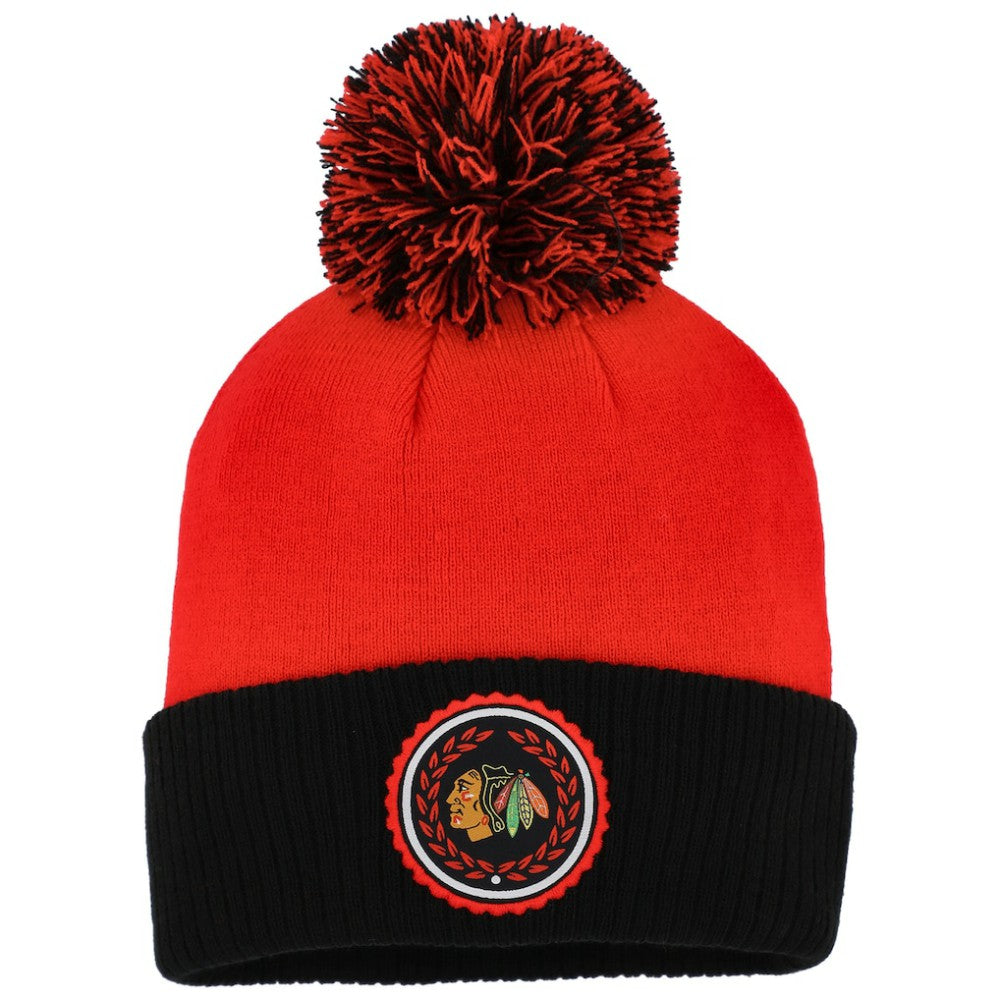 Chicago Blackhawks adidas Women's Laurel Cuffed Knit Hat with Pom - Red | US 200012406