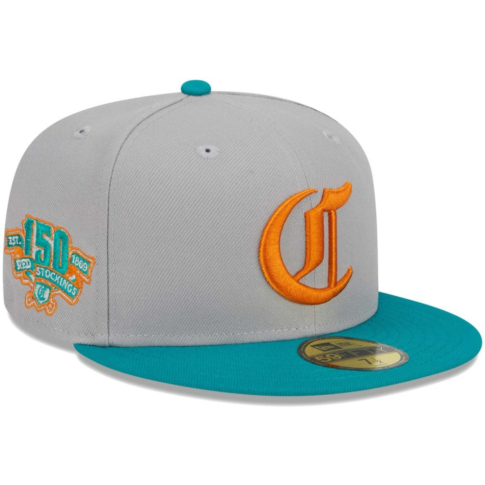 Cincinnati Reds New Era  59FIFTY Fitted Hat - Gray/Teal Hats