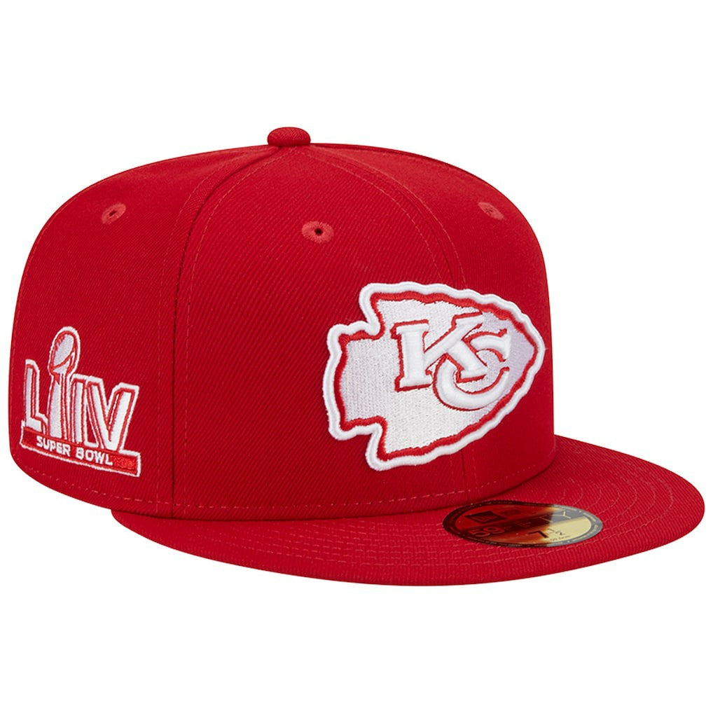 Kansas City Chiefs New Era Super Bowl LIV Main Patch 59FIFTY Fitted Hat - Scarlet Hats