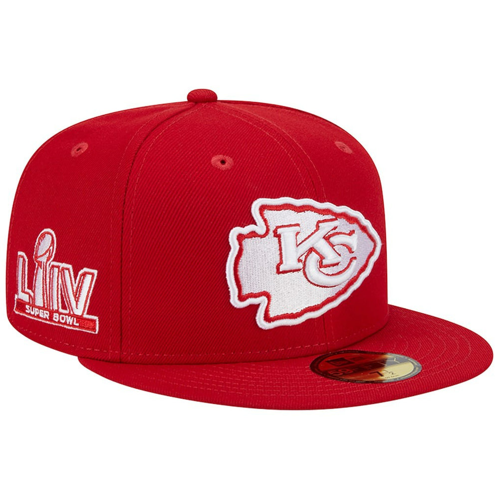 Kansas City Chiefs New Era Super Bowl LIV Main Patch 59FIFTY Fitted Hat - Scarlet Hats