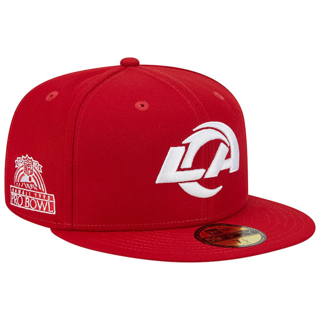 Los Angeles Rams New Era 1990 Hawaii Pro Bowl Main Patch 59FIFTY Fitted Hat - Scarlet Hats