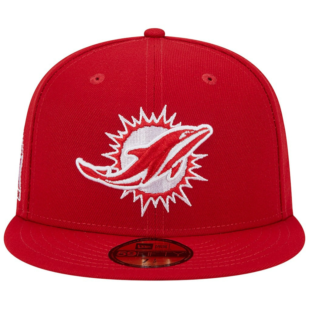 Miami Dolphins New Era 1993 Hawaii Pro Bowl Main Patch 59FIFTY Fitted Hat - Scarlet Hats