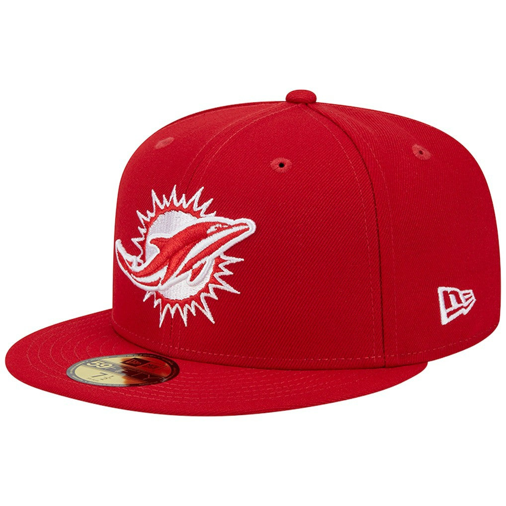 Miami Dolphins New Era 1993 Hawaii Pro Bowl Main Patch 59FIFTY Fitted Hat - Scarlet Hats