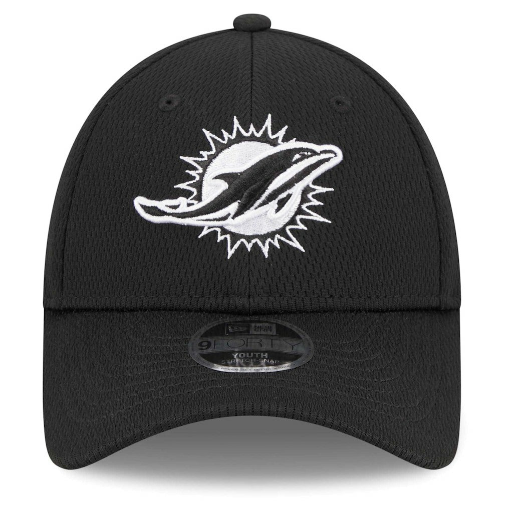 Miami Dolphins New Era Youth Main B-Dub 9FORTY Adjustable Hat - Black Hats