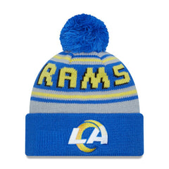 Los Angeles Rams New Era Main Cuffed Knit Hat with Pom - Royal Hats