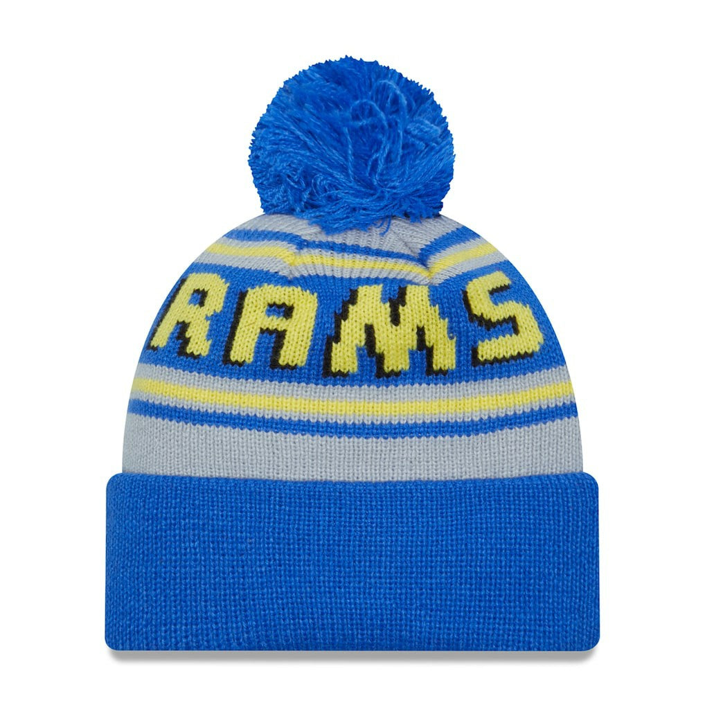 Los Angeles Rams New Era Main Cuffed Knit Hat with Pom - Royal Hats