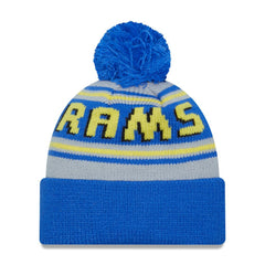 Los Angeles Rams New Era Main Cuffed Knit Hat with Pom - Royal Hats