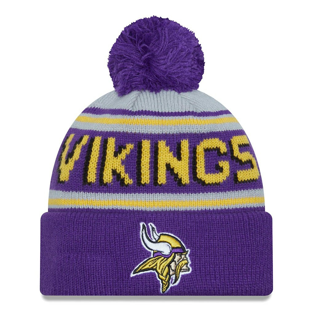 Minnesota Vikings New Era Main Cuffed Knit Hat with Pom - Purple Hats