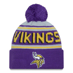 Minnesota Vikings New Era Main Cuffed Knit Hat with Pom - Purple Hats