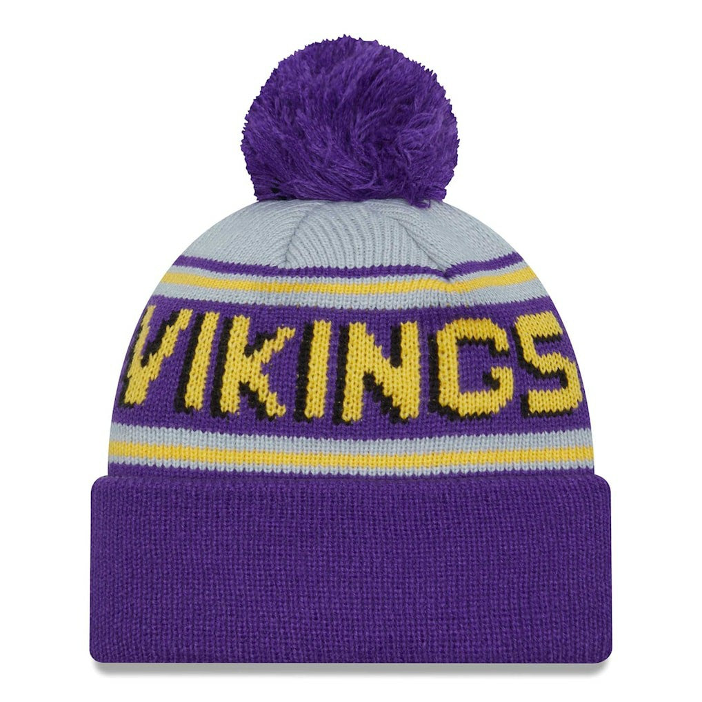 Minnesota Vikings New Era Main Cuffed Knit Hat with Pom - Purple Hats