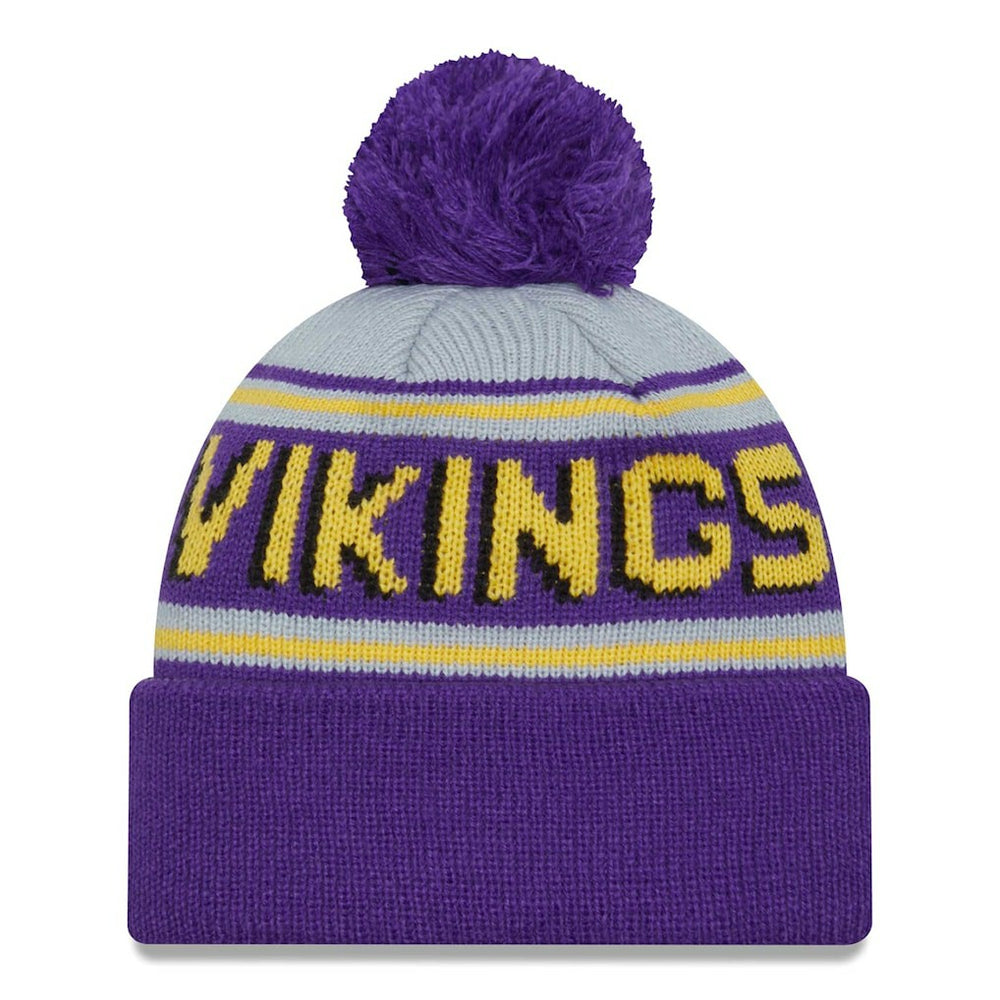 Minnesota Vikings New Era Main Cuffed Knit Hat with Pom - Purple Hats