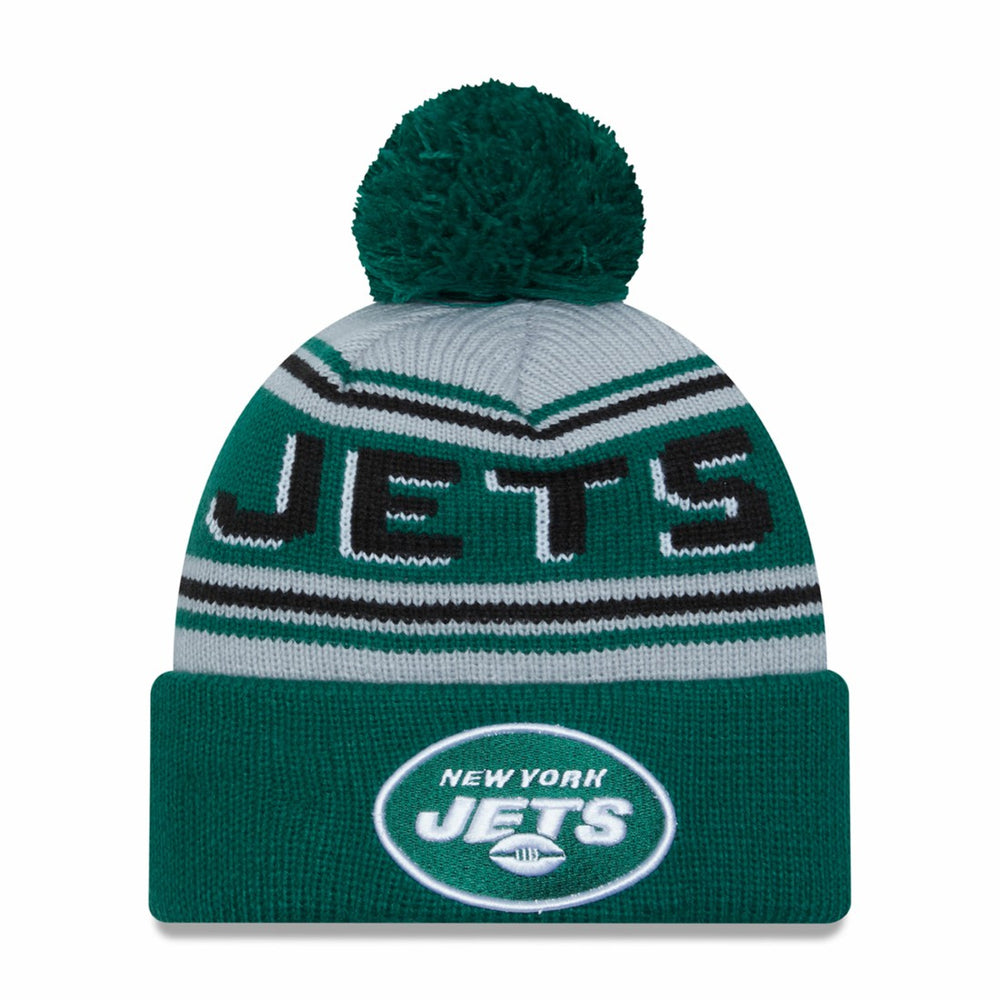 New York Jets New Era Main Cuffed Knit Hat with Pom - Green Hats
