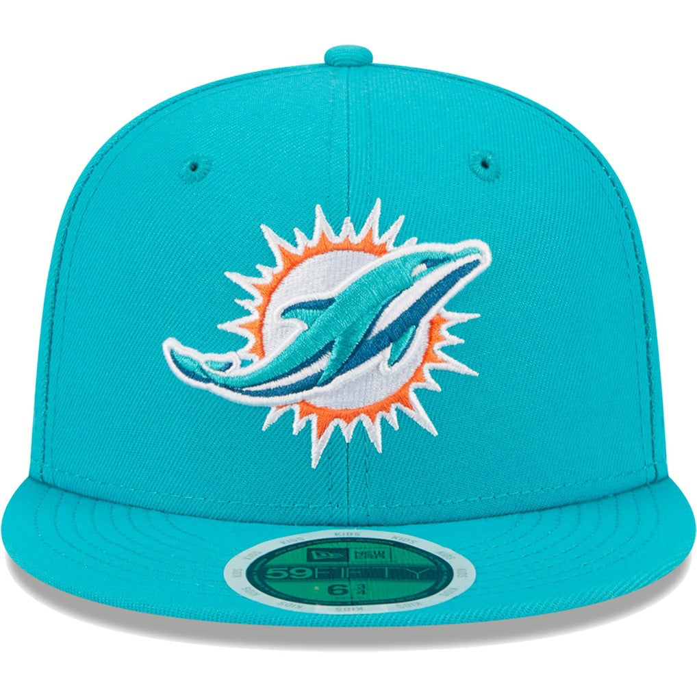 Miami Dolphins New Era Youth Main 59FIFTY Fitted Hat - Aqua Hats