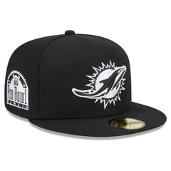 Miami Dolphins New Era Main Patch 59FIFTY Fitted Hat - Black Hats