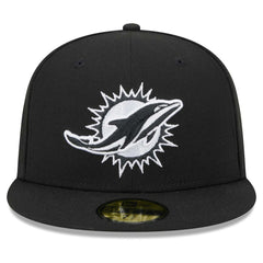 Miami Dolphins New Era Main Patch 59FIFTY Fitted Hat - Black Hats