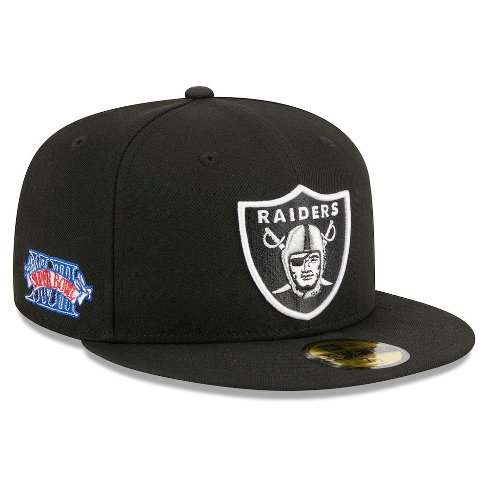 Las Vegas Raiders New Era Main Patch 59FIFTY Fitted Hat - Black Hats
