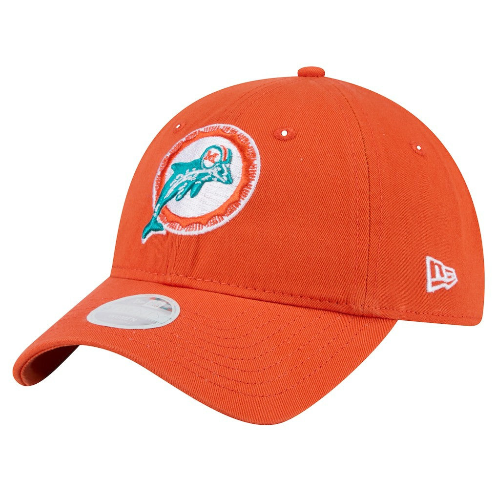Miami Dolphins New Era Women's Throwback Main Core Classic 2.0 9TWENTY Adjustable Hat - Orange Hats