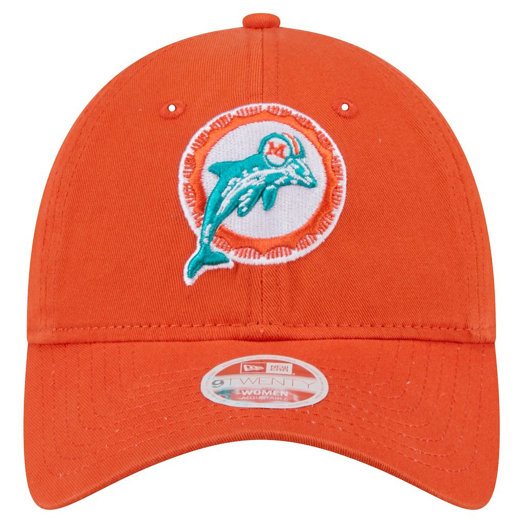 Miami Dolphins New Era Women's Throwback Main Core Classic 2.0 9TWENTY Adjustable Hat - Orange Hats