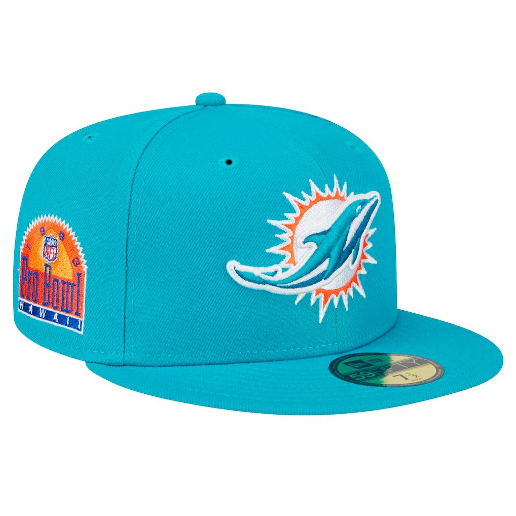 Miami Dolphins New Era Main Patch 59FIFTY Fitted Hat - Aqua Hats