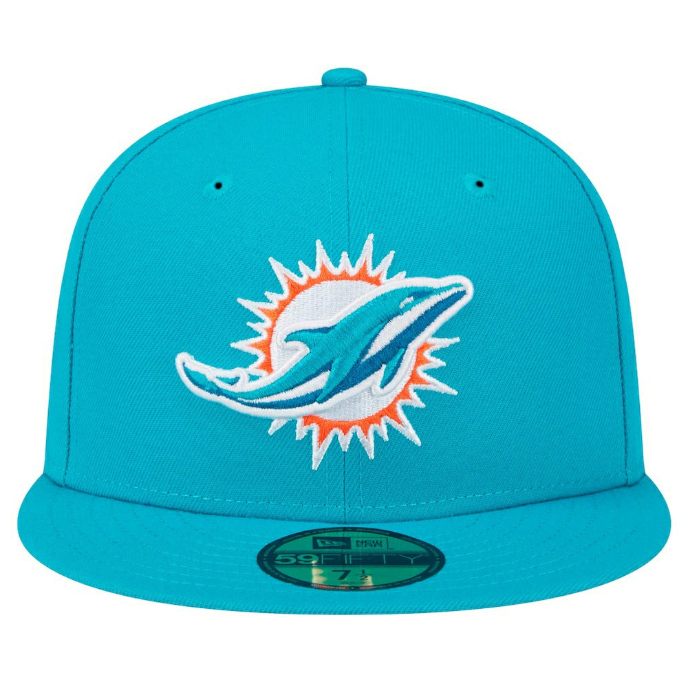 Miami Dolphins New Era Main Patch 59FIFTY Fitted Hat - Aqua Hats