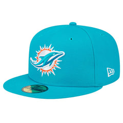 Miami Dolphins New Era Main Patch 59FIFTY Fitted Hat - Aqua Hats
