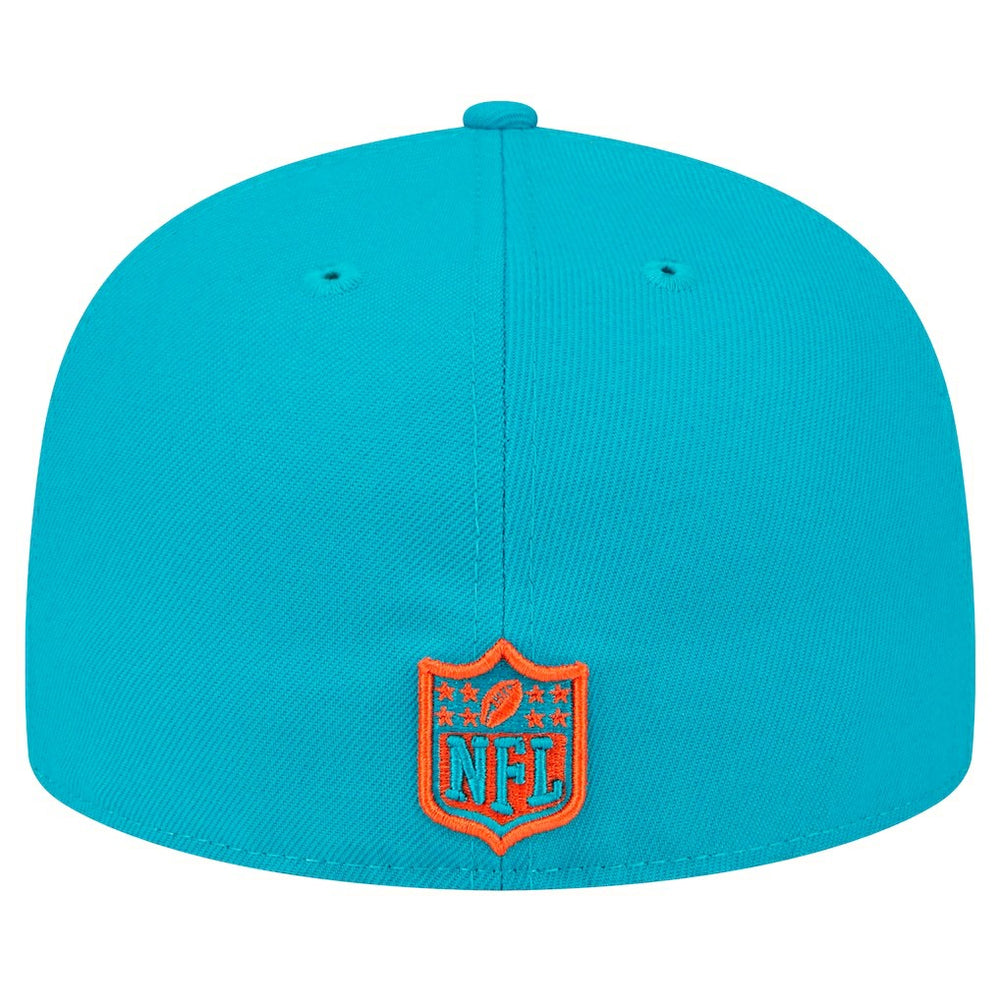Miami Dolphins New Era Main Patch 59FIFTY Fitted Hat - Aqua Hats