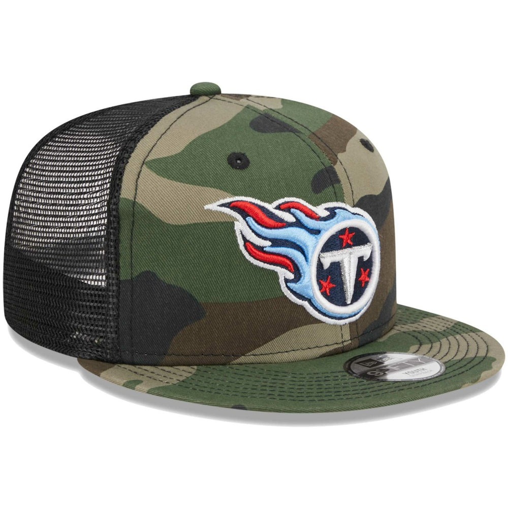 Tennessee Titans New Era Youth Main Trucker 9FIFTY Snapback Hat - Camo Hats