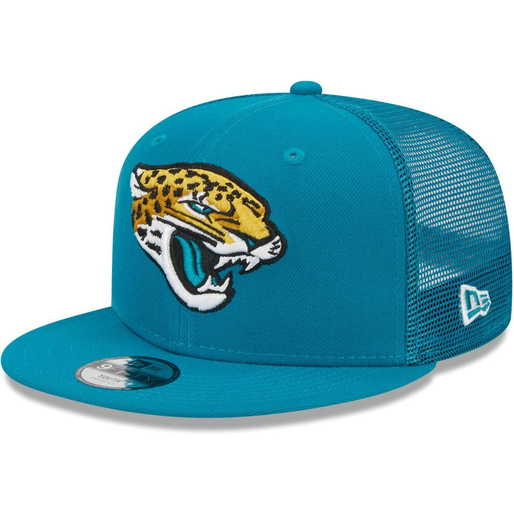 Jacksonville Jaguars New Era Youth Main Trucker 9FIFTY Snapback Hat - Teal Hats