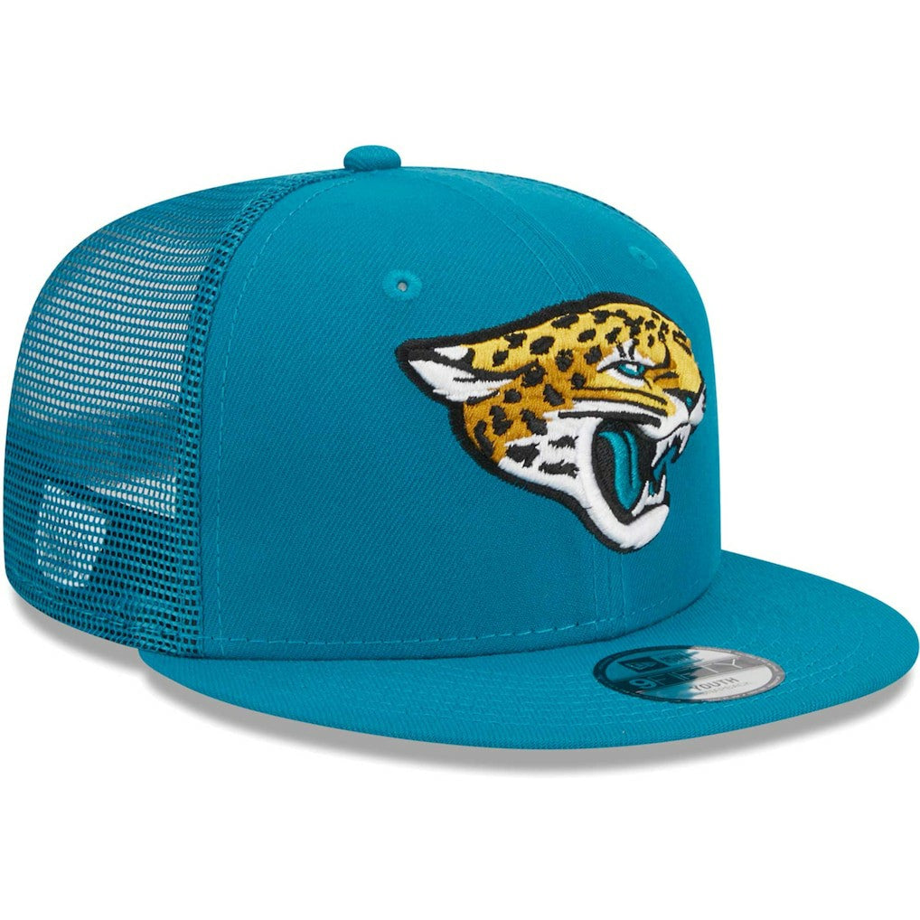 Jacksonville Jaguars New Era Youth Main Trucker 9FIFTY Snapback Hat - Teal Hats