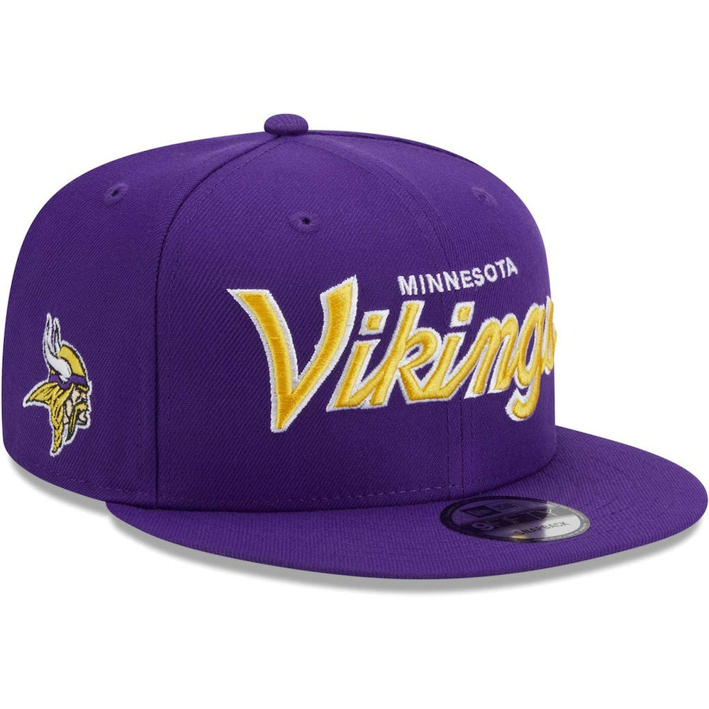 Minnesota Vikings New Era Main Script 9FIFTY Snapback Hat - Purple Hats