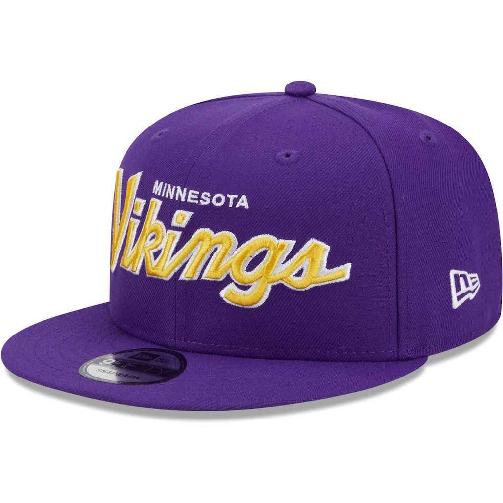 Minnesota Vikings New Era Main Script 9FIFTY Snapback Hat - Purple Hats