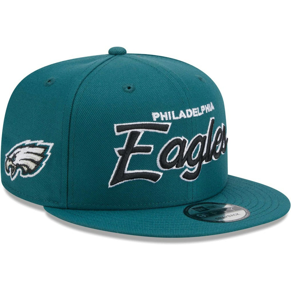 Philadelphia Eagles New Era Main Script 9FIFTY Snapback Hat - Midnight Green Hats
