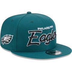 Philadelphia Eagles New Era Main Script 9FIFTY Snapback Hat - Midnight Green Hats