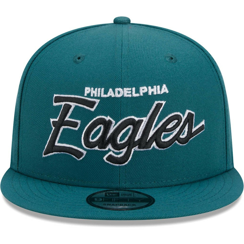 Philadelphia Eagles New Era Main Script 9FIFTY Snapback Hat - Midnight Green Hats