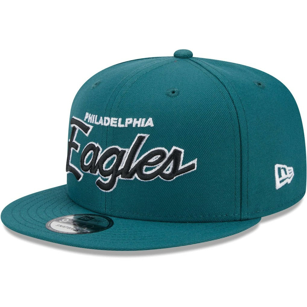Philadelphia Eagles New Era Main Script 9FIFTY Snapback Hat - Midnight Green Hats