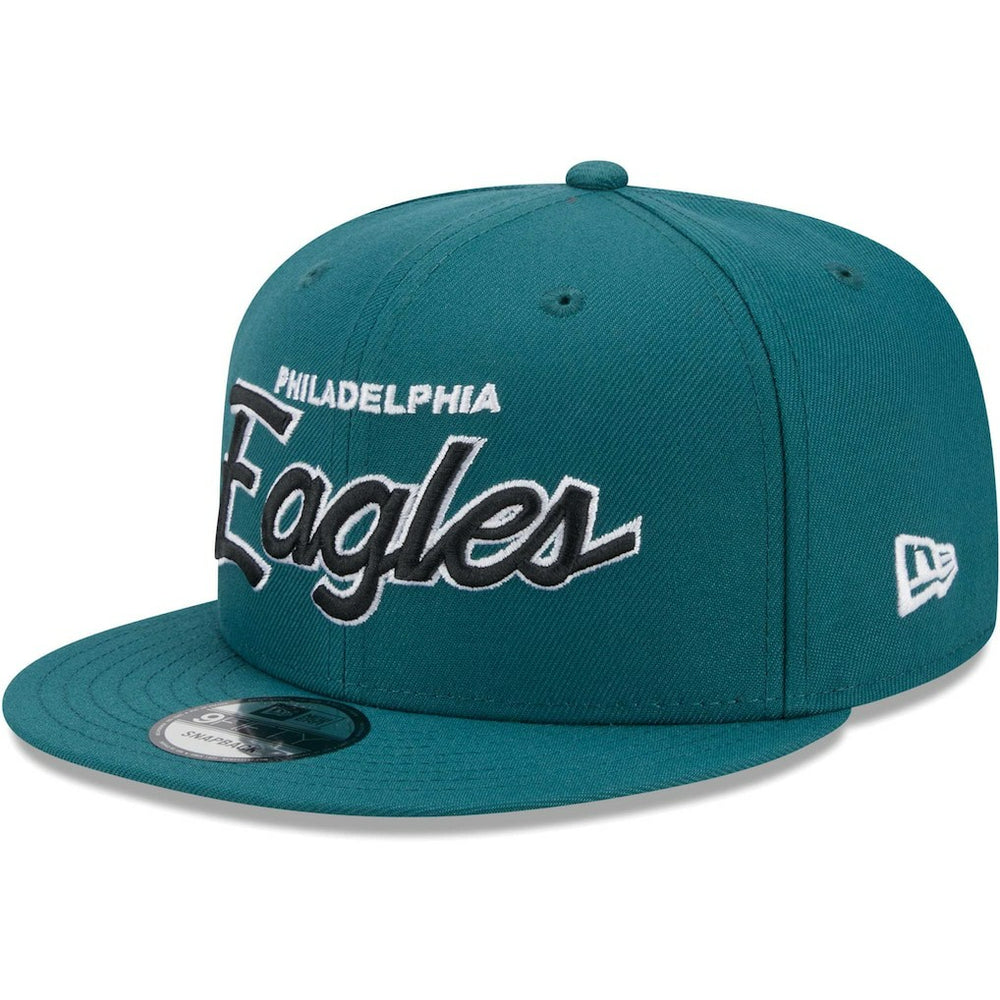 Philadelphia Eagles New Era Main Script 9FIFTY Snapback Hat - Midnight Green Hats