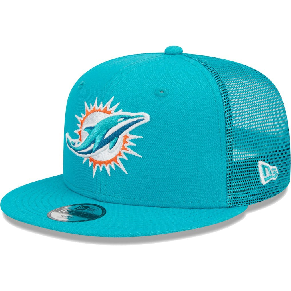 Miami Dolphins New Era Youth Main Trucker 9FIFTY Snapback Hat - Aqua Hats