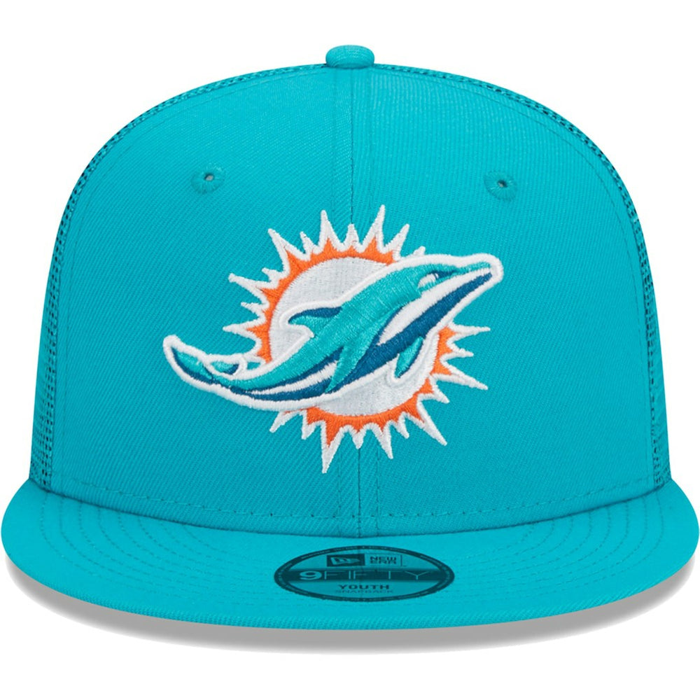 Miami Dolphins New Era Youth Main Trucker 9FIFTY Snapback Hat - Aqua Hats