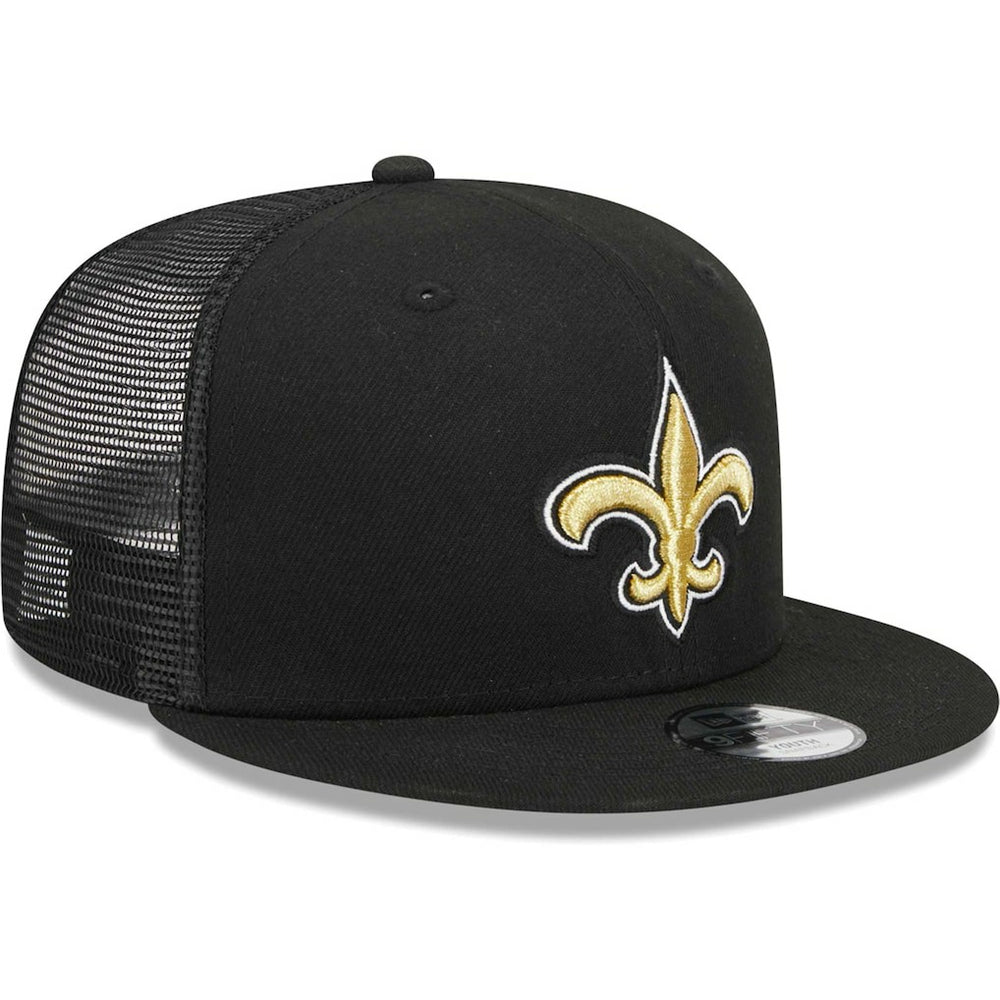 New Orleans Saints New Era Youth Main Trucker 9FIFTY Snapback Hat - Black Hats