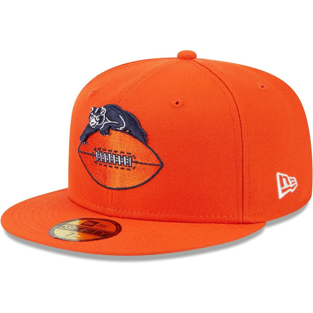 Chicago Bears New Era Throwback Main 59FIFTY Fitted Hat - Orange Hats