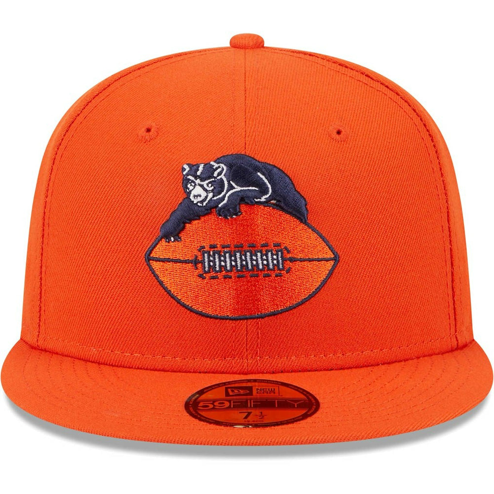 Chicago Bears New Era Throwback Main 59FIFTY Fitted Hat - Orange Hats