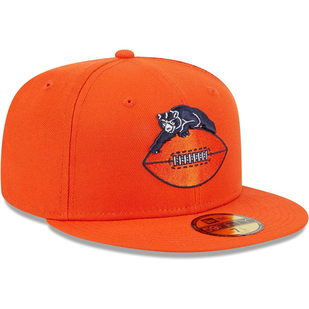 Chicago Bears New Era Throwback Main 59FIFTY Fitted Hat - Orange Hats