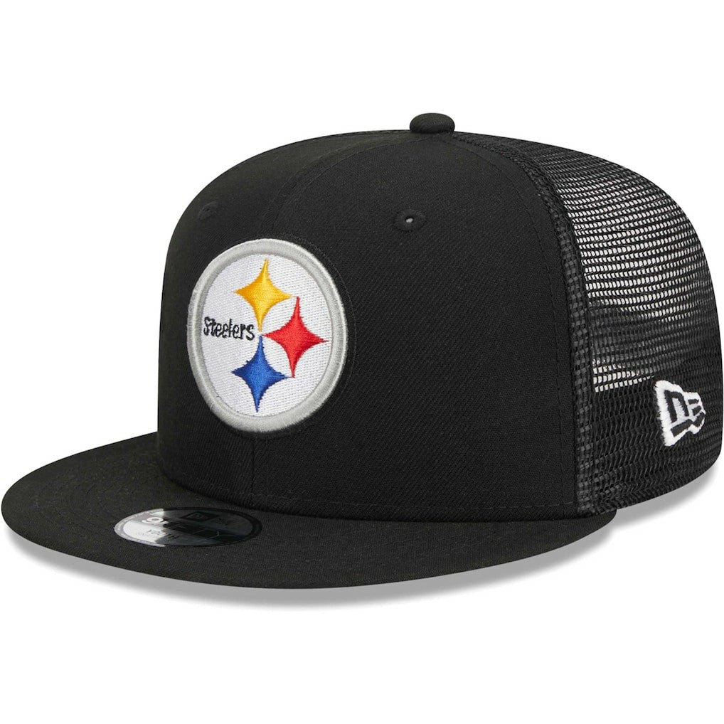 Pittsburgh Steelers New Era Youth Main Trucker 9FIFTY Snapback Hat - Black Hats