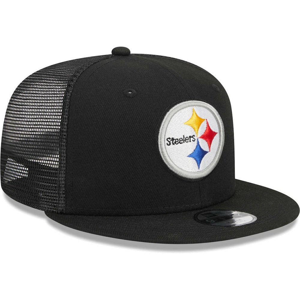 Pittsburgh Steelers New Era Youth Main Trucker 9FIFTY Snapback Hat - Black Hats