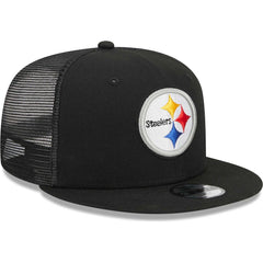 Pittsburgh Steelers New Era Youth Main Trucker 9FIFTY Snapback Hat - Black Hats