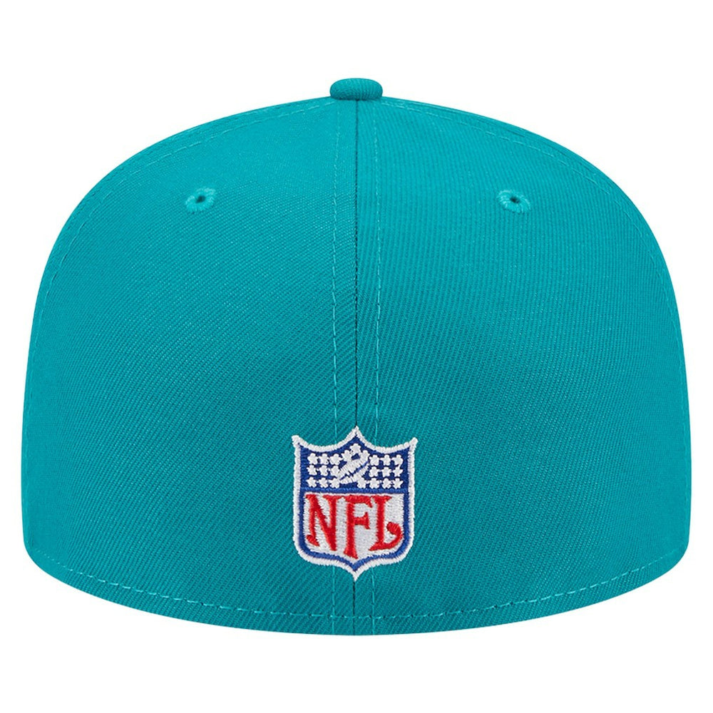 Miami Dolphins New Era Throwback Main 59FIFTY Fitted Hat - Aqua Hats